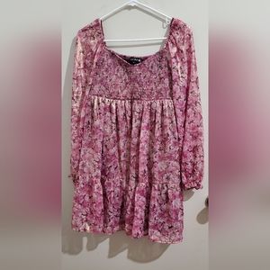 Shimmery floral baby doll dress